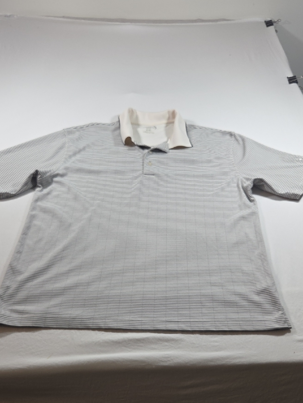 Champions Tour GOLF  Short-Sleeve Polo Shirt Gray White Collar Striped Outdoors